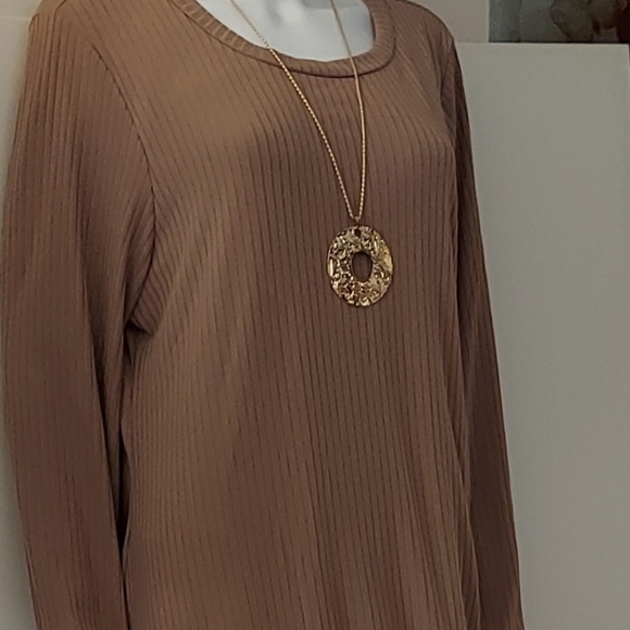 Macy's Brand And Now This 2X Tan Left Side Ribbed Dress Great For Travel - Picture 1 of 5
